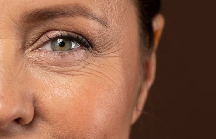 Il volto di una donna tra i 40 e i 50 anni