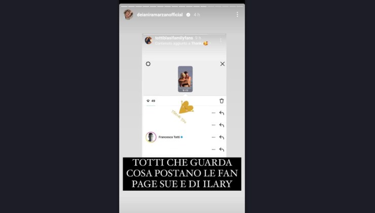 Totti visualizza le fanpage dedicate a lui e Ilary Blasi